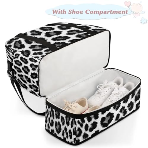 Travel Duffel Bag Animal Leopards Print Weekender Bag with Shoe Compartment Foldable Overnight Bags for Travel Sports Lightweight Gym Bags for Men Women - color: Animal Leopards Print