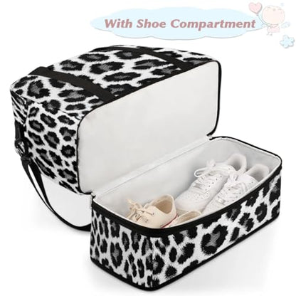 Travel Duffel Bag Animal Leopards Print Weekender Bag with Shoe Compartment Foldable Overnight Bags for Travel Sports Lightweight Gym Bags for Men Women - color: Animal Leopards Print