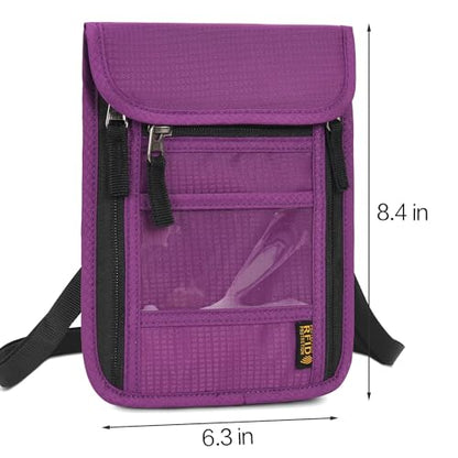 Neck Wallet Lightweight RFID Blocking Waterproof Travel Pouch Passport Wallets for Women Men - color: B-Purple
