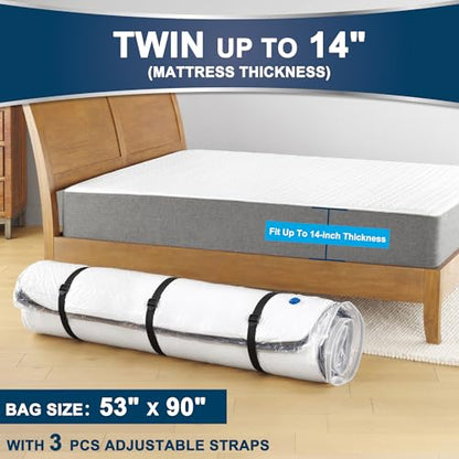 Vacuum Mattress Bag for Memory Foam and Latex - Sealed for Easy Movement, Transport and Storage (Twin/Twin-XL) - size: Twin/ Twin XL