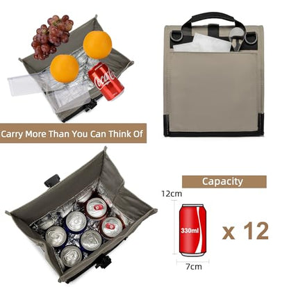 SUNNY BIRD Insulated Lunch Bag Rolltop Lunch Box Tote Bag for Women, Men, Adults and Teens (Grey and black) - color: Grey and black