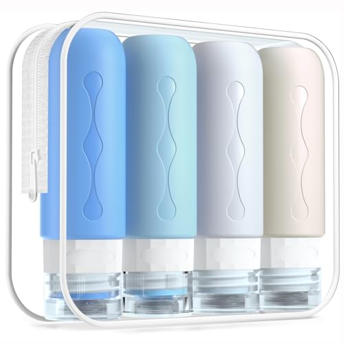 Gemice Travel Bottles for Toiletries, Tsa Approved Travel Size Containers with Clear Bag, BPA Free Leak Proof Travel Tubs Refillable Travel Accessories for Cometic Shampoo Lotion Blue - color: Blue, size: 3oz (90ml)