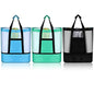 Oudain 3 Pcs Beach Bag with Cooler Mesh Beach Tote with Insulated Cooler and Pocket Waterproof Sandproof Beach Tote Bag Swim Pool Bag for Women Summer (Black, Blue and Green)