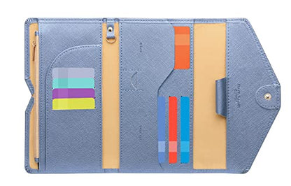 ZOPPEN Mulit-purpose Rfid Blocking Passport Holder Travel Wallet (Ver.4) Passport and Vaccine Card Holder ComboTri-fold Document Organizer Travel Essentials - color: #15 Distant Blue