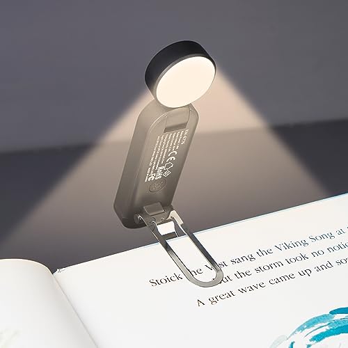 VAVOFO USB Rechargeable Book Light, Blue Light Blocking, Amber Clip-On Bookmark Shaped Reading Light, Eye Care 6 LEDs With 9 Lighting Modes for Bookworms (Grey) - color: Gray