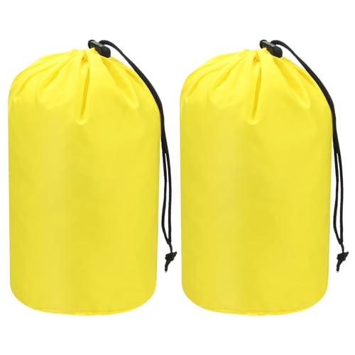 Stuff Sack [2PCS] - Waterproof Outdoor Storage Sacks Use for Backpacking & Traveling & Hiking - [Yellow-5 x 10 in/ 13 x 25 CM] Ultralight Drawstring Bags - color: Yellow