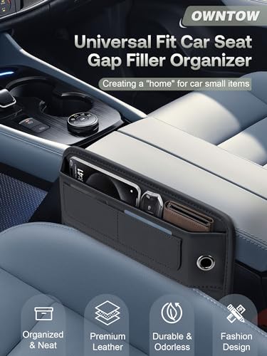 Universal Fit Premium Leather Car Seat Gap Filler Organizer, Center Console Organizer with Card Slots, Clever Gifts for Car SUV Truck Owners (Black, 2 Pack) - color: 02 Black, 2 Pack