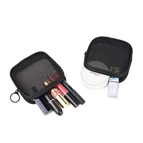 Patu Mesh Travel Toiletry Bag, Transparent Standing Pouch, Portable Shaving Washing Kits Organizer, Personal Care Trip Case, Pack of 2 Sizes (S/M), Black - size: S & M (2 pcs)