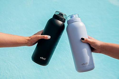 Ello Cooper 18oz Kids Stainless Steel Water Bottle with Straw and Carry Handle, Double Walled and Vacuum Insulated Metal, Leak Proof Locking Lid with Soft Silicone Spout, Reusable, BPA Free, Black - color: Black, size: 18 Ounces