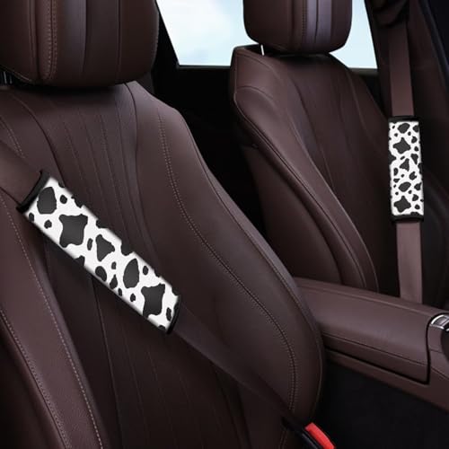 Cow Print Seat Belt Cover Pad Comfortable Driving Seatbelt Shoulder Pad Cushions 2 PCS Easy to Install Anti-Slip Shoulder Strap Protect Universal Auto Seat Straps - color: Cow Print