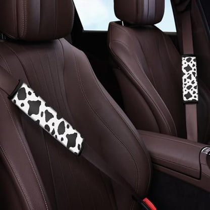 Cow Print Seat Belt Cover Pad Comfortable Driving Seatbelt Shoulder Pad Cushions 2 PCS Easy to Install Anti-Slip Shoulder Strap Protect Universal Auto Seat Straps - color: Cow Print