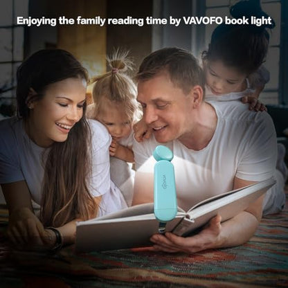 VAVOFO USB Rechargeable Book Light, Blue Light Blocking, Amber Light Clip On Bookmark Shaped Reading Light, Eye Care 6 LEDs Book Light for Bookworms Reading in Bed with 9 Lighting Modes (Powder Green) - color: Powder Green