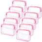 Tbestmax 10 Pack Clear Cosmetic Bags Makeup Bags Portable Waterproof TSA Approved Travel Toiletry Bags Large Organizer Rose Red, 9.8" x 7.1" x 2.4" - color: Large - Rose Red
