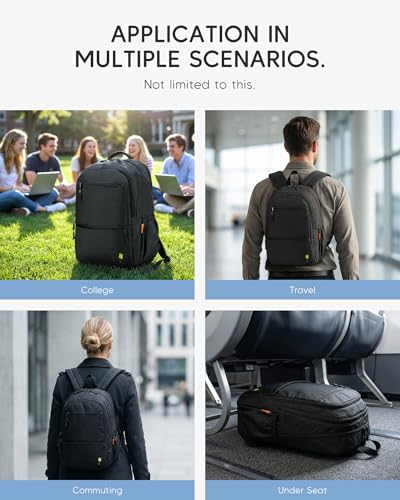 Personal Item Bag 17x10x9 Ryanair Backpack Flight Approved Lightweight Causal Bookbag for College, Travel (Black) - color: Black