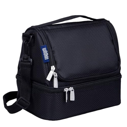 Wildkin Kids Two Compartment Insulated Lunch Bag – Keeps Food Hot or Cold, Easy-Clean Lining, Leak-Resistant & BPA-Free – Boys & Girls, Ideal for School, Travel & Daycare – Rip-Stop Black - color: Rip-Stop Black