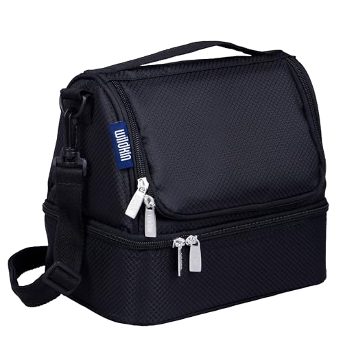Wildkin Kids Two Compartment Insulated Lunch Bag – Keeps Food Hot or Cold, Easy-Clean Lining, Leak-Resistant & BPA-Free – Boys & Girls, Ideal for School, Travel & Daycare – Rip-Stop Black - color: Rip-Stop Black