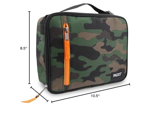 PackIt Freezable Classic Lunch Box, Camo, Built with EcoFreeze Technology, Collapsible, Reusable, Zip Closure With Zip Front Pocket and Buckle Handle, Perfect for Lunches - color: Camo