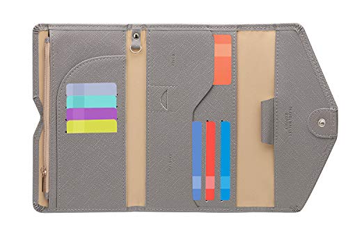 ZOPPEN Mulit-purpose Rfid Blocking Passport Holder Travel Wallet (Ver.4) Passport and Vaccine Card Holder ComboTri-fold Document Organizer Travel Essentials - color: #13 Gray