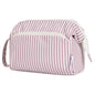 Narwey Striped Makeup Bag Women Wide-open Make up Bag Travel Cosmetic Bag Organizer Toiletry Bag for Cosmetics Toiletries Accessories (Dusty Rose Stripe) - color: ZY-Dusty Rose Stripe