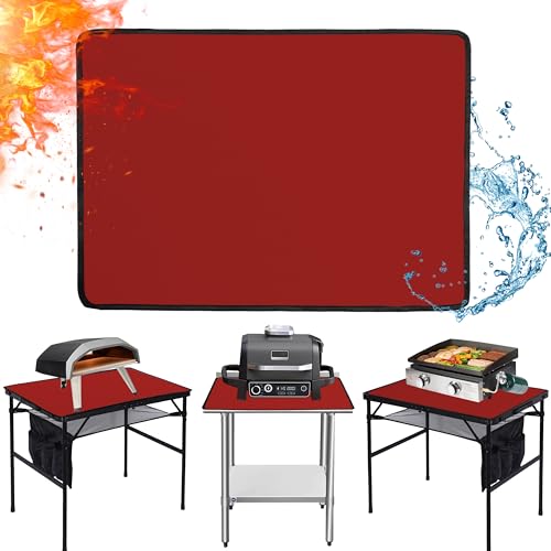 24x31in Heat Resistant Grill Mats for Outdoor Grill to Protect Your Prep Table and Outdoor Grill Table - Fire Proof & Water Proof & Oil Proof BBQ Mat - Red（1mm） - color: Red, size: 24x31x0.04in