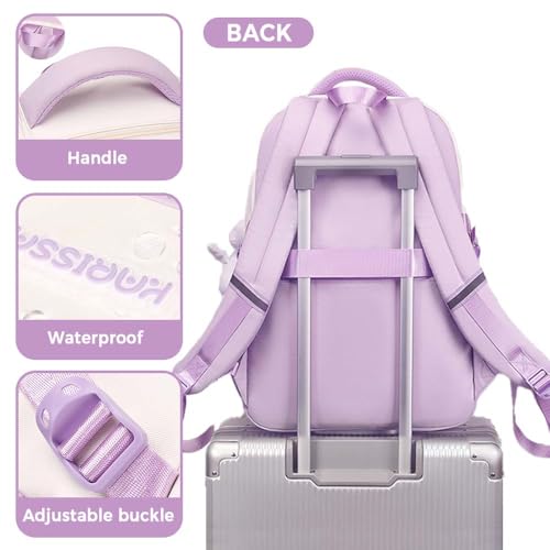 Womens Girls Backpack for School Cute Aesthetic Large Laptop Backpack Kawaii Preppy Teen Kids Bookbag Travel Daypack (Khaki,L) - color: Khaki, size: Large