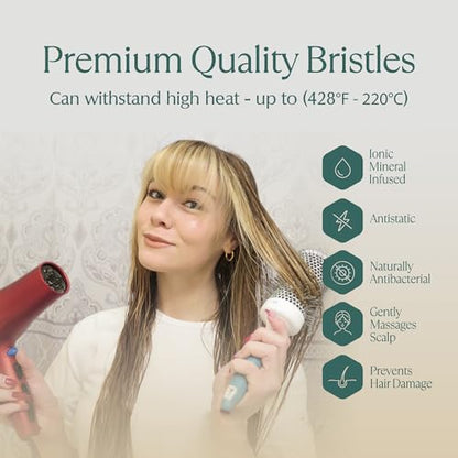 Professional Round Brush for Blow Drying - Large Ceramic Ion Thermal Barrel Brush for Sleek, Precise Heat Styling and Maximum Volume - Lightweight Hair Brush for Smooth, Manageable Hair (2 Inch) (Not Electrical) - size: 2 Inch