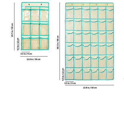 Over Door Hanging Closet Underwear Sock Storage Cell Phone Jewelry Organizer Clear Pockets (BEIGE, 36 POCKETS) - color: Beige