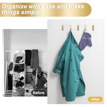2Pcs Gold Folding Wall Hooks Heavy Duty Foldable Coat Hooks for Hanging Towels Clothes Bags Keys Bathroom Bedroom Closet Gold Hooks for Wall