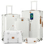 Joyway 5 Piece Luggage Set with Cup Holder, Expandable 25% Capacity, Includes Handbag, Anti Slip Wheels, Hook, Smart Carry On Suitcase for Men and Women, Spinner Travel White - color: White, size: 5 piece set (20/24/28inch-Handbag)