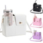 Outdoor Portable Crossbody Water Cup Purse Bag Water Bottle Carrier Bag with Phone Pocket Tumbler Carrier with Strap - color: White