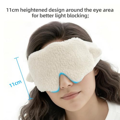 Original Sheep Sleep Mask Soft Light Blocking Eye Mask White Adjustable Elastic Rest Eye Cover Quiet Buckle Comfort Eye Shade for Home Travel School - color: White