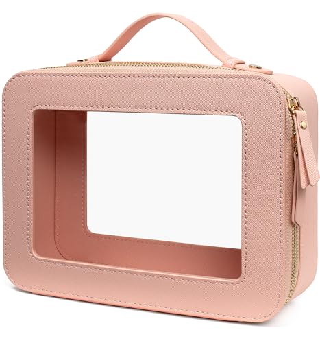 LETGO Clear Makeup Bags - TSA Approved Toiletry Bags with Zipper, Makeup Organizer for Carry-on Travel Essentials, Cosmetic Bags for Women & Men (Large Pink) - color: Pink, style: Large