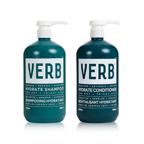 VERB Hydrate Shampoo + Conditioner Duo - Cleanses + Nourishes Dry + Frizzy Hair to Smooth + Reduce Frizz - Amber + Warm Jasmine Scent - size: 32 Fl Oz (Pack of 2)