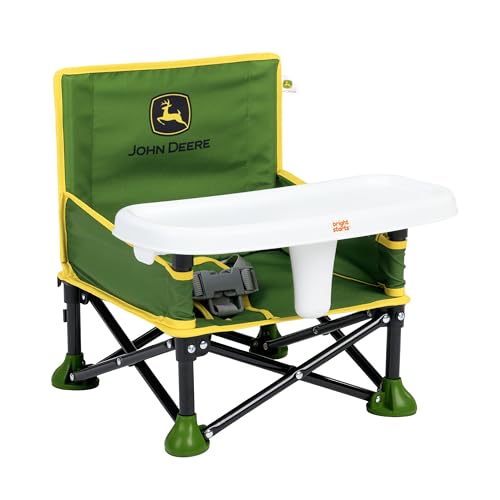Bright Starts John Deere Pop 'N Sit Portable Booster Chair, Floor Seat, Indoor/Outdoor Use, Compact Fold, Green and Yellow, 6 Mos - 3 Yrs - color: John Deere, size: 1 Count (Pack of 1)
