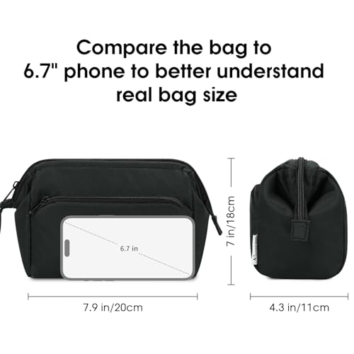 Narwey Makeup Bag Women Wide-open Make up Bag Travel Cosmetic Bag Organizer Toiletry Bag for Cosmetics Toiletries Accessories (Black) - color: Black