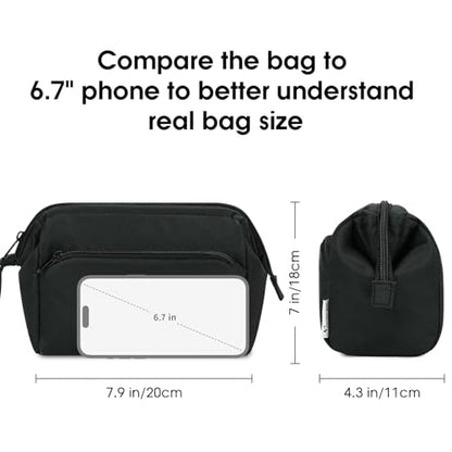 Narwey Makeup Bag Women Wide-open Make up Bag Travel Cosmetic Bag Organizer Toiletry Bag for Cosmetics Toiletries Accessories (Black) - color: Black