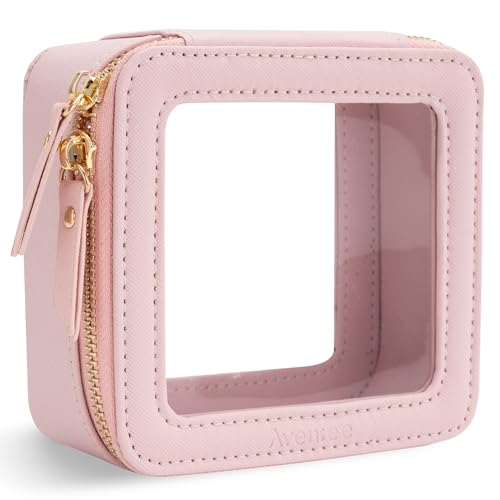 Aveniee Small Clear Makeup Bag,Mini Travel Toiletry Organizer TSA Approved,Waterproof Cosmetic Case with Zipper,Cute Car Essentials Pouch for Women,Pink - color: Pink, style: Mini Trend