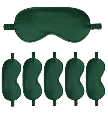 6PACK Silk Sleep Mask Satin Eye Masks Blackout Silky Eyeshade Cover Soft Blindfold Eyeshades for Women Sleeping Travel Gift - color: Evergreen