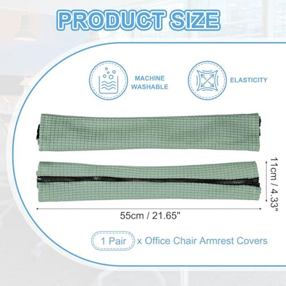 PATIKIL 22x4.3 in Office Chair Armrest Covers, 1 Pair Office Chair Arm Covers Long Computer Chairs Arm Rest Cover with Zipper Removable Rest Slipcover Hand Rest Protector, Pine Green - color: Pine Green, size: 22"