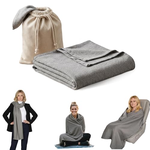 Travel Blanket Airplane - Ultra Soft & Lightweight Knit Design Compact Airplane Blanket,53x72 Inch,Stylish Travel Shawl Wraps for Flights,Office,Home Use,Travel Essentials & Gifts (Grey) - color: Grey