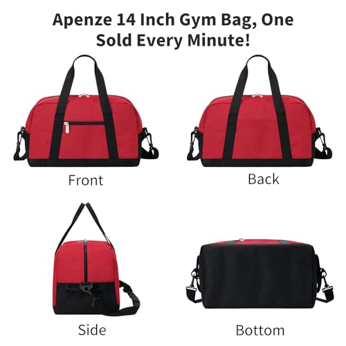 Apenze Small Gym Bag 14 inch lightweight Carry On Mini Duffel Bag for Travel Sport - Red - color: Red