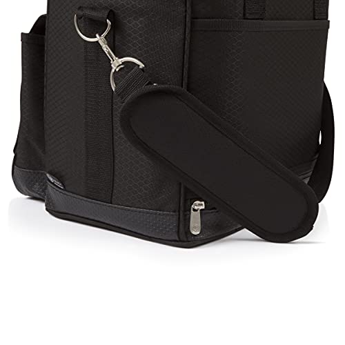 Picnic TIME Cellar 6-Bottle Wine Carrier & Cooler Tote, Insulated Padded Wine Cooler Bag for Travel, Portable Water-Resistant Wine Bag, (Black with Gray Accents) - style: Wine Carrier With Trolley