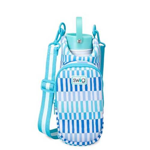 Swig Life Water Bottle Sling Bag, Water Bottle Holder with Adjustable Strap, Bottles Carrier Bag with Zippered Phone Pocket, Holds 36oz Bottles, Bottle Accessories (Glacier Stripe) - color: Glacier Stripe