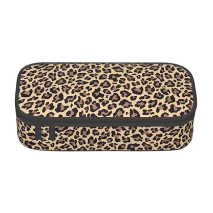 Perinsto Leopard Print Pencil Case Big Capacity Multi Compartment Stationery Box Pencil Pouch Holder Desk Organizer For School Office Home - color: Leopard #02
