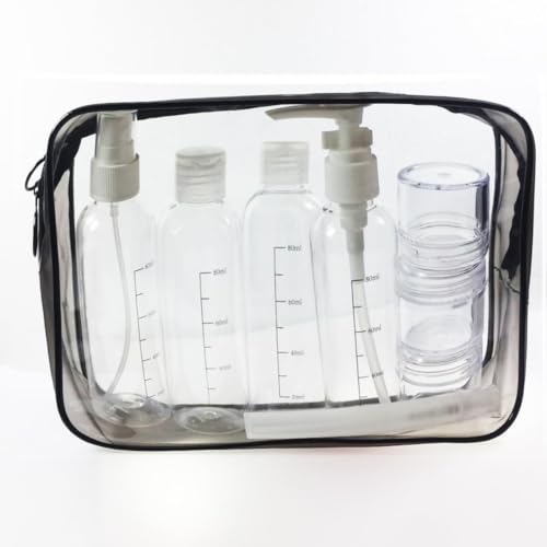 Clear Travel Toiletry Bag TSA Approved Toiletry Cosmetic Bags Men Women & Travel Bottles set for Toiletries TSA Approved Travel Bottle 3.4 oz Leak Proof Refillable & Travel Containers for Toiletries