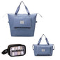 Large Capacity Foldable Travel Bag, Expandable lightweight Carry on Bag, Dry with Wet Separation Spor Duffel Bags (Blue+Toiletry Bag) - color: Blue+Toiletry Bag