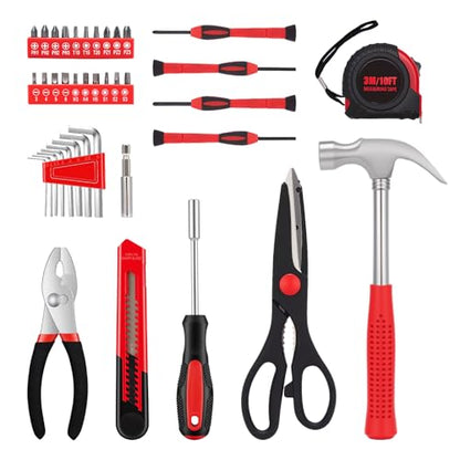 WGGE 39-Piece Home Tool Set– Durable Household Hand Tool Kit with Hammer, Screwdrivers, Pliers, Wrench, Hex Keys & More – Compact Storage Case for Home Repairs, DIY & Maintenance