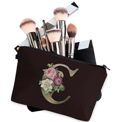 Deanfun Makeup Bag, Bride Bridesmaid A-Z Make Up Bag, Small Personalized Initial Letter 3D Printings Waterproof Cosmetic Bags for Women (C) - color: Letter C
