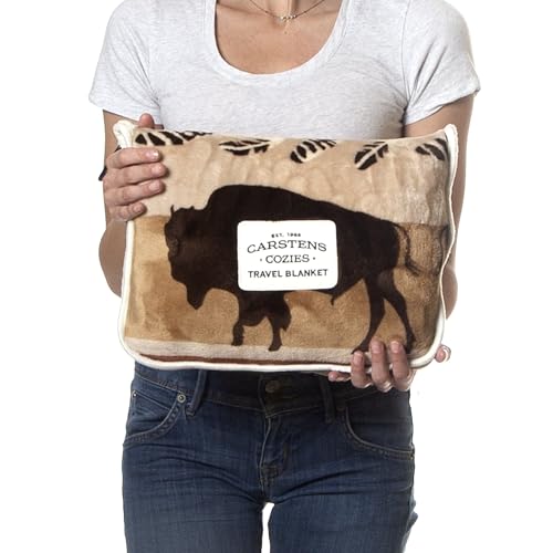 Carstens, Inc. Travel Blanket, Premium Compact 2-in-1 Airplane Blanket/Pillow, Buffalo Stripe - color: Buffalo Stripe