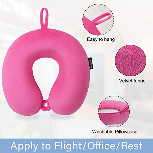 Travel Pillow Memory Foam, Comfortable Travel Neck Pillow U Shape, Support Neck and Head to Relieve Fatigue, Portable Neck Pillow Suitable for Planes, Trains, Self-Driving Cars - color: Deep Powder